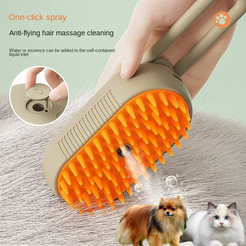 3-in-1 Steam Pet Grooming Brush – Spray, Massage & Detangle | For Cats & Dogs