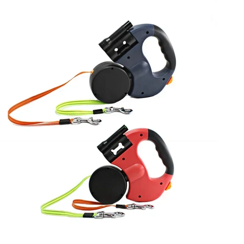 Dual Retractable Dog Leash with Light & Bag Holder - Image 2